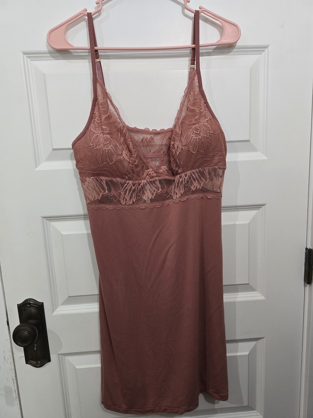 Soma Cool Nights Lace Midi Gown Nightgown Mauve Pink Size L